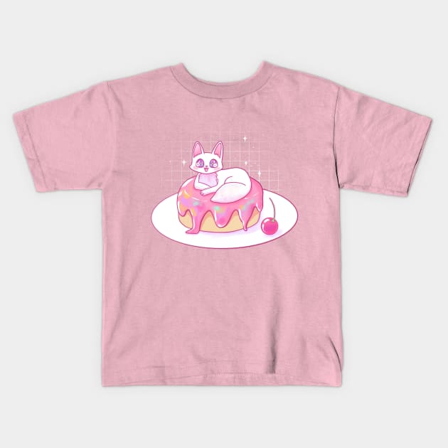 Sweet cherry cake cat Kids T-Shirt by unidoodlez